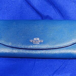 Vintage Coach Blue Leather Continental Wallet - Coach